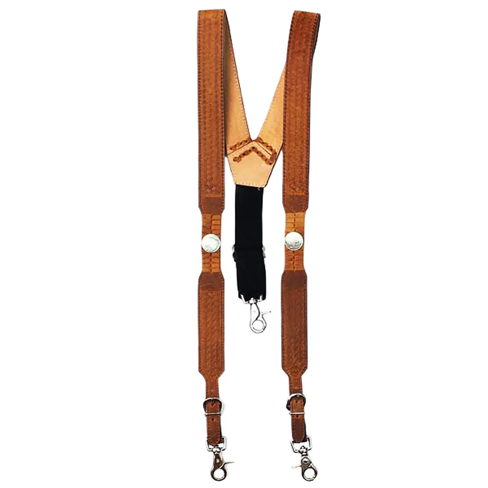Large Nocona Belt [Mens Buffalo Nickel Basket Leather Suspender Brown 1