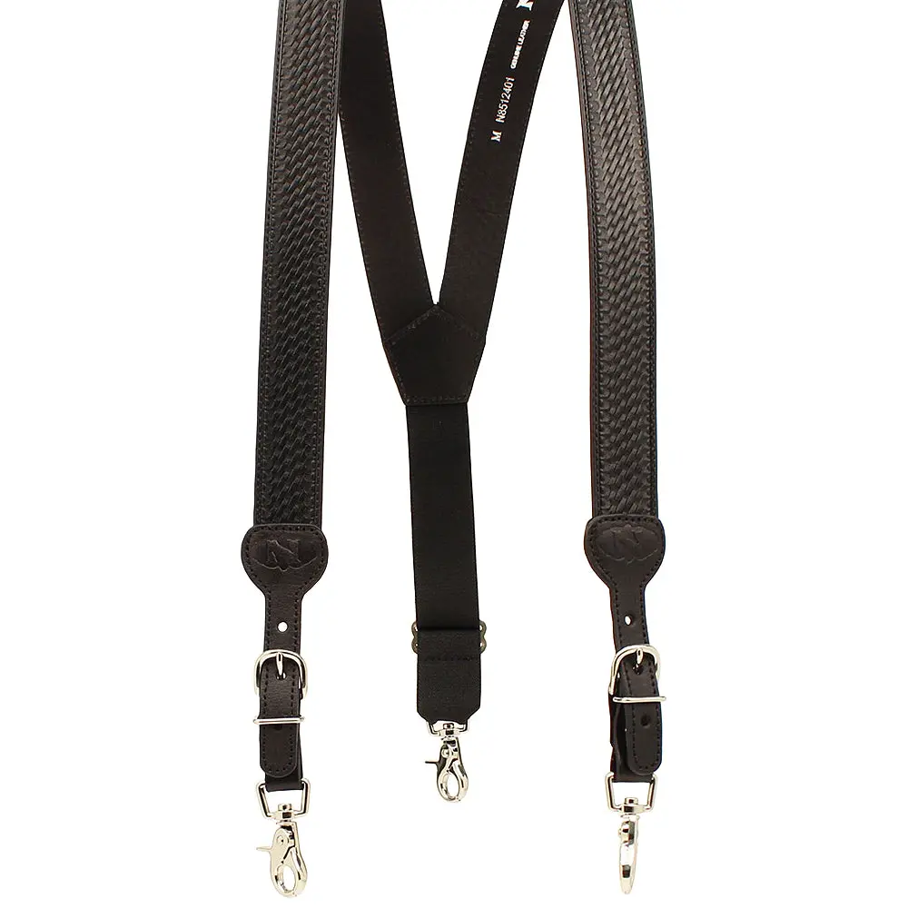 Nocona Belt Mens Basic Basket Leather Suspender Black 1