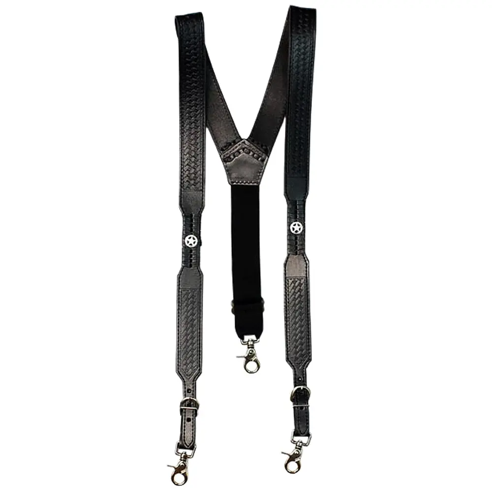 X Large Nocona Belt Mens Star Basket Leather Suspender Black 1
