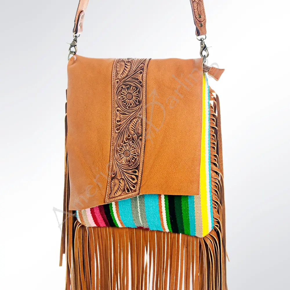 American Darling Messenger Hand Tooled Saddle Blanket Genuine Leather Western Women Bag Handbag Purse | Crossbody For Cute 1