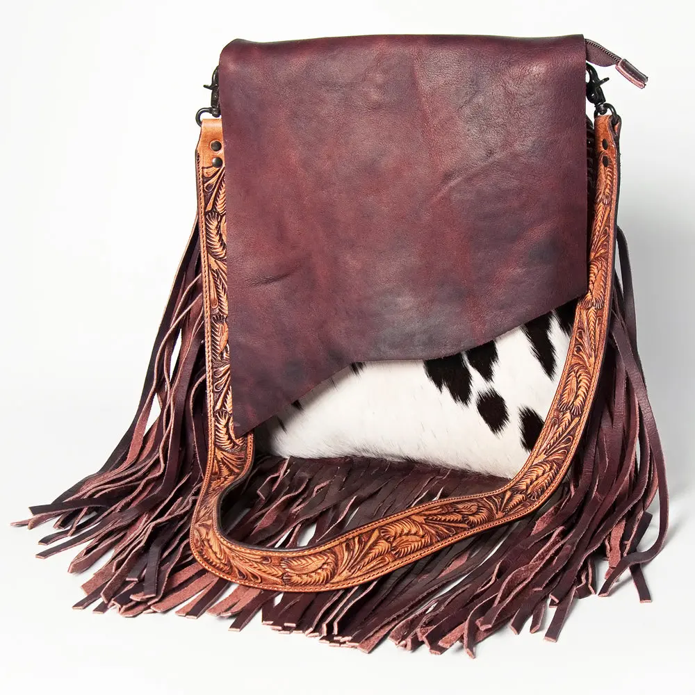American Darling Messenger Hand Tooled Hair On Genuine Leather Western Women Bag Handbag Purse | Cute 1
