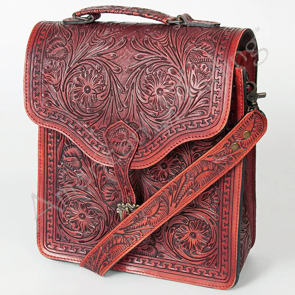 American Darling Messenger Bag Hand Tooled Floral Carved Genuine Leather Western Purse With Ykk Zipper 1