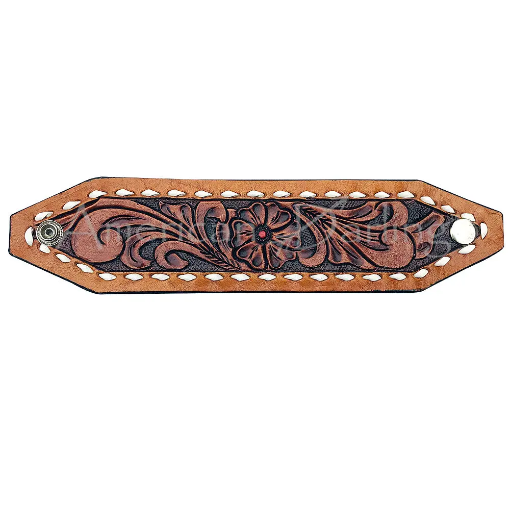 American Darling Bracelet Hand Tooled Carved Genuine Leather Women | Handmade Western Rustic 1