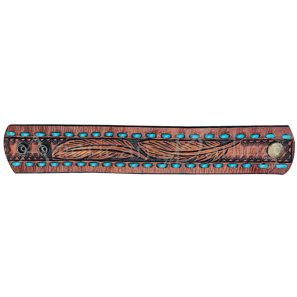 American Darling Bracelet Hand Tooled Carved Genuine Leather Women | Handmade Western Rustic 1