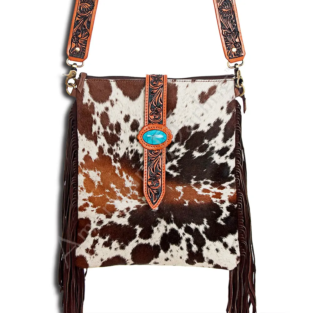 American Darling Cross Body Hand Tooled Hair On-Genuine Leather Western Women Bag Handbag Purse | Crossbody For Cute 1