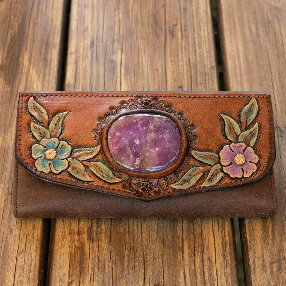 American Darling Adbgh120 Wallet Hand Tooled Genuine Leather Women Bag Western Handbag Purse 1