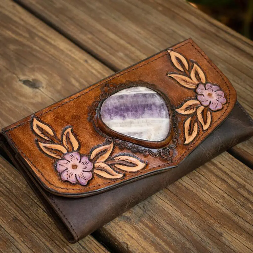 American Darling Adbgh121 Wallet Hand Tooled Genuine Leather Women Bag Western Handbag Purse 1