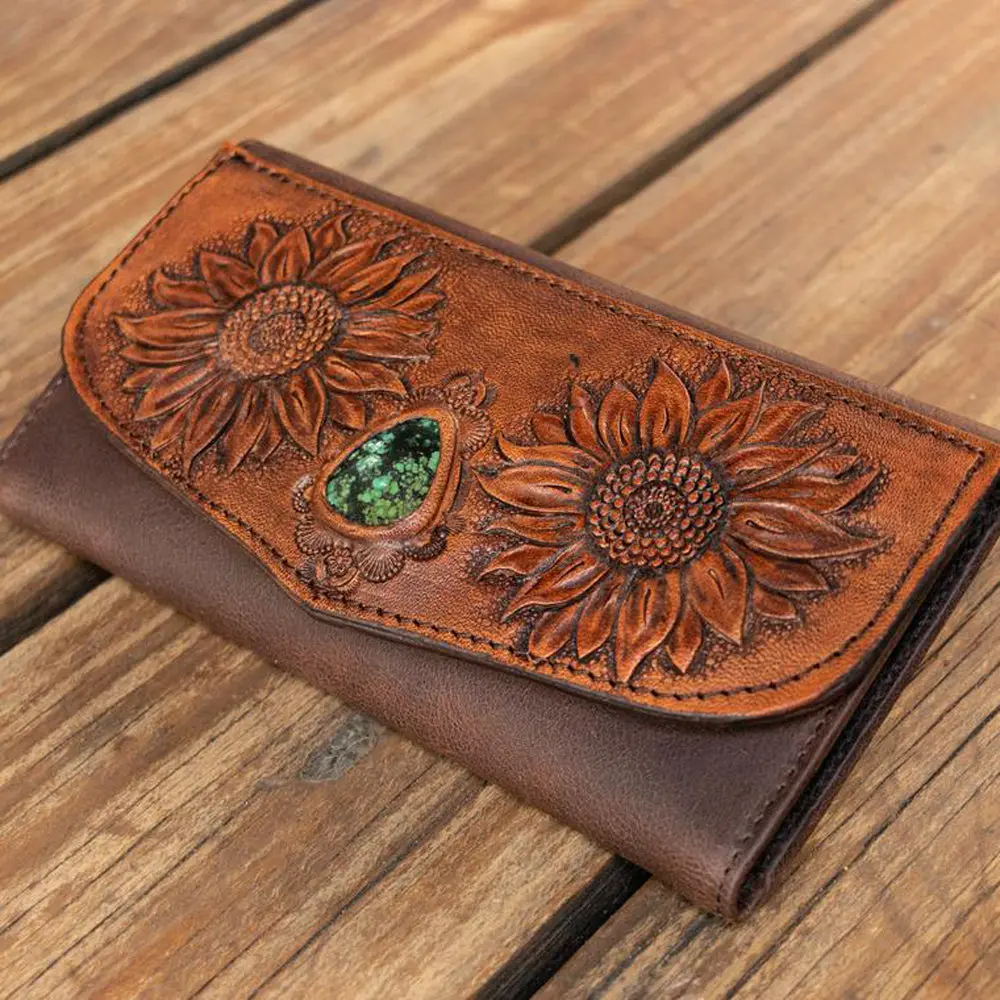 American Darling Adbgh122 Wallet Hand Tooled Genuine Leather Women Bag Western Handbag Purse 1