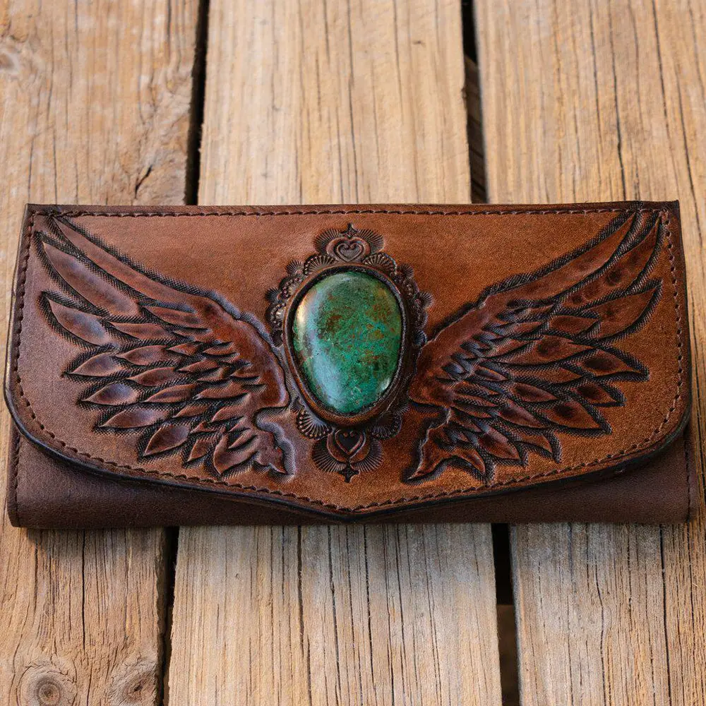 American Darling Adbgh123 Wallet Hand Tooled Genuine Leather Women Bag Western Handbag Purse 1