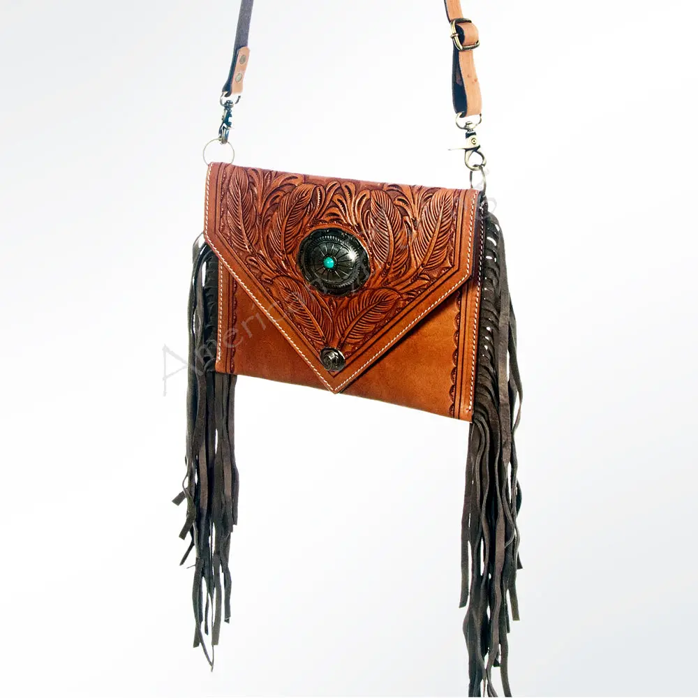 American Darling Envelope Hand Tooled Genuine Leather Western Women Bag Handbag Purse | Crossbody For Cute 1