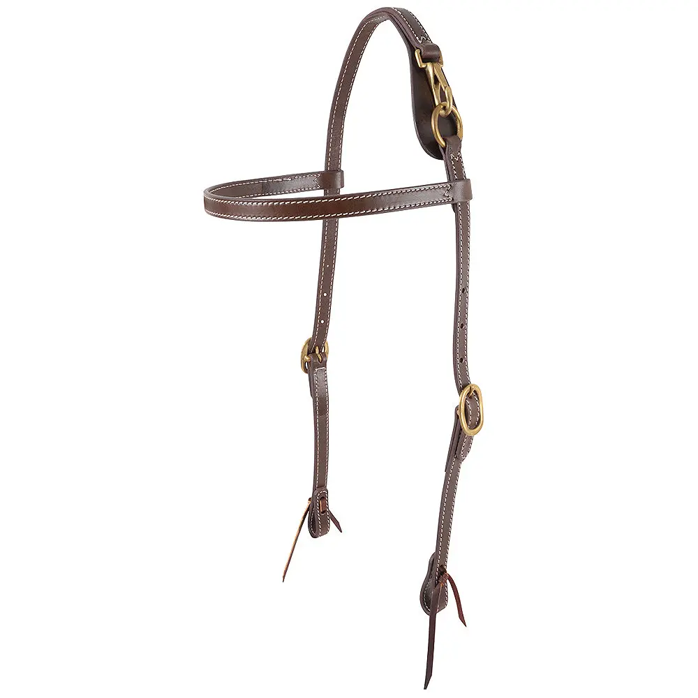 Cashel Mule Gold Headstall Browband Dark Brown With Brass Buckles 1