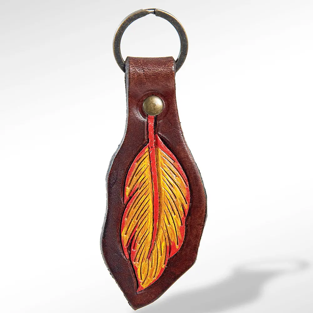 American Darling Adkr147 Hand Tooled Carved Genuine Leather Keyring 1