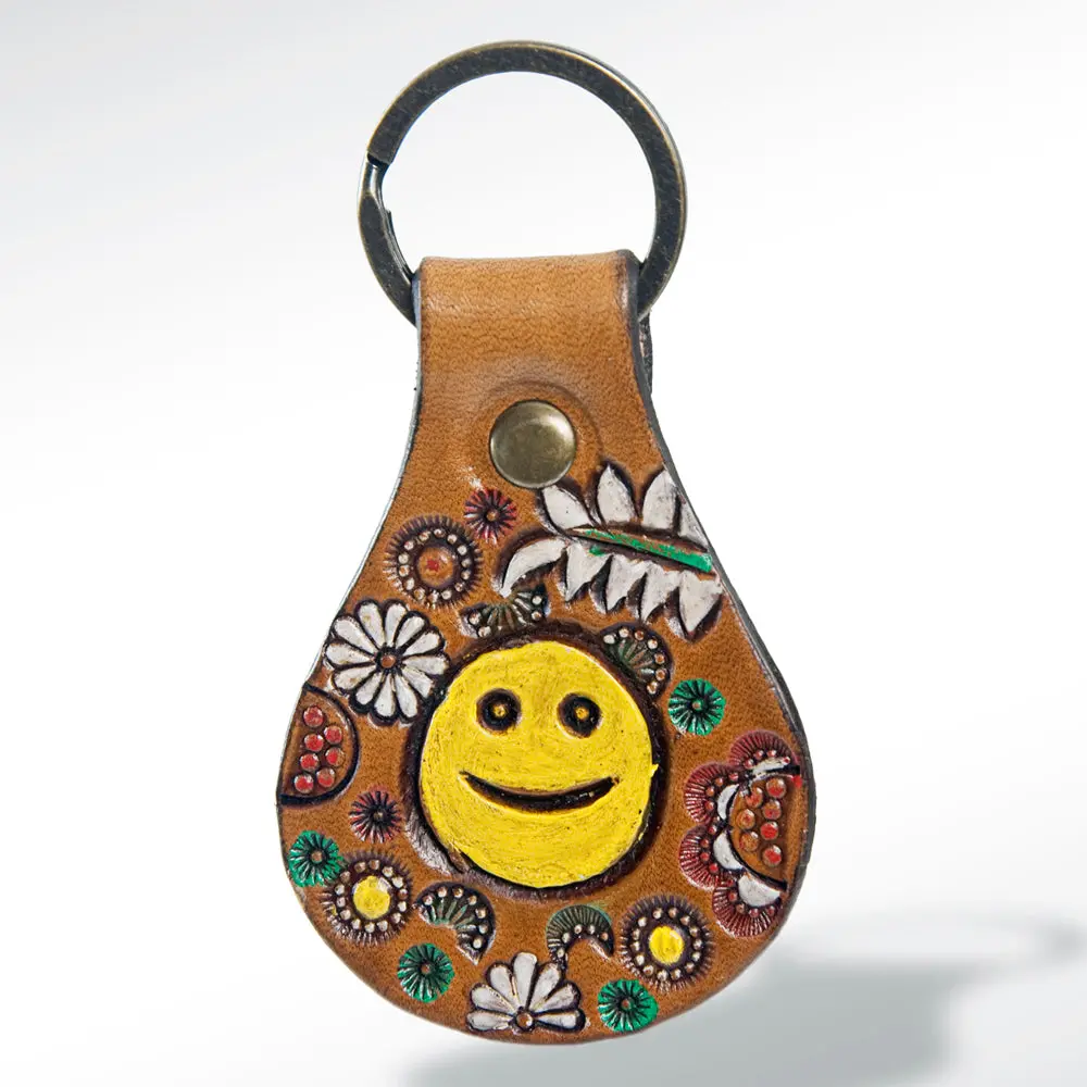 American Darling Adkr152 Hand Tooled Carved Genuine Leather Keyring 1