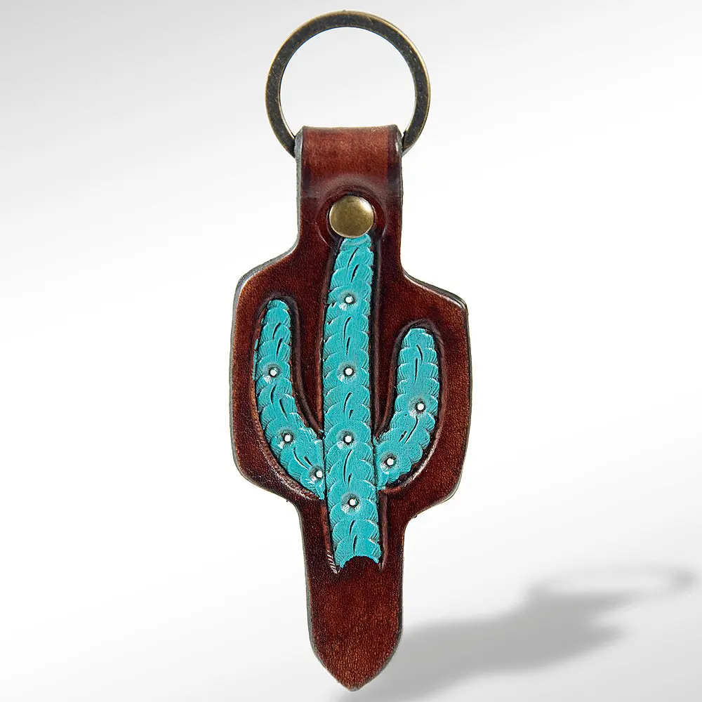 American Darling Adkr163 Hand Tooled Carved Genuine Leather Keyring 1