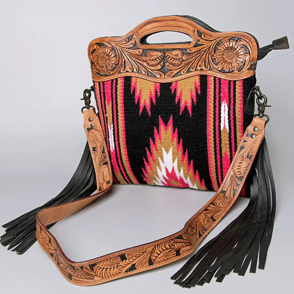 American Darling Clutch Hand Tooled Saddle Blanket Fabric Genuine Leather Western Women Bag Handbag Purse | Purses For Cute 1