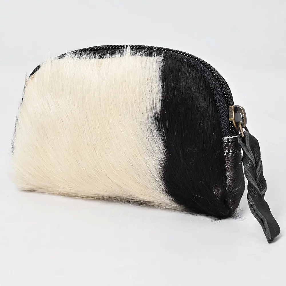 American Darling Coin Purse Bag Handcrafted From Hair-On Cowhide & Genuine Leather With Braided Pull And Ykk Zipper 3