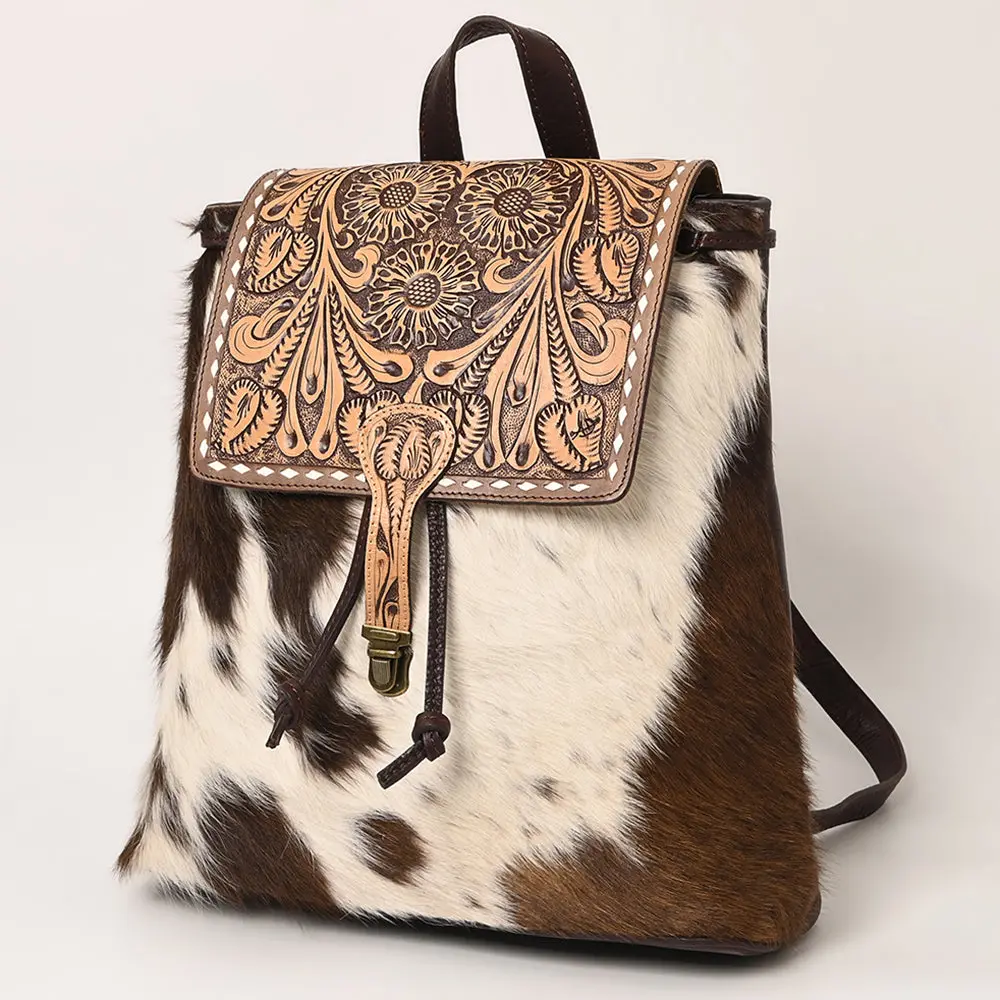 American Darling Backpack Hand Tooled Hair On Genuine Leather Western Women Bag | For Laptop School Purse Travel 1