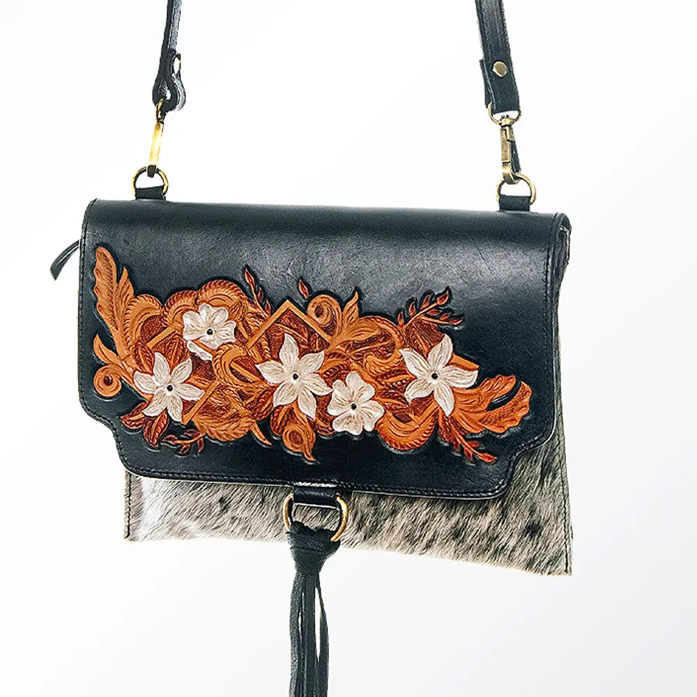 American Darling Wallet Hand Tooled Hair On Genuine Leather Western Women Bag Handbag Purse | Purses For Cute 1