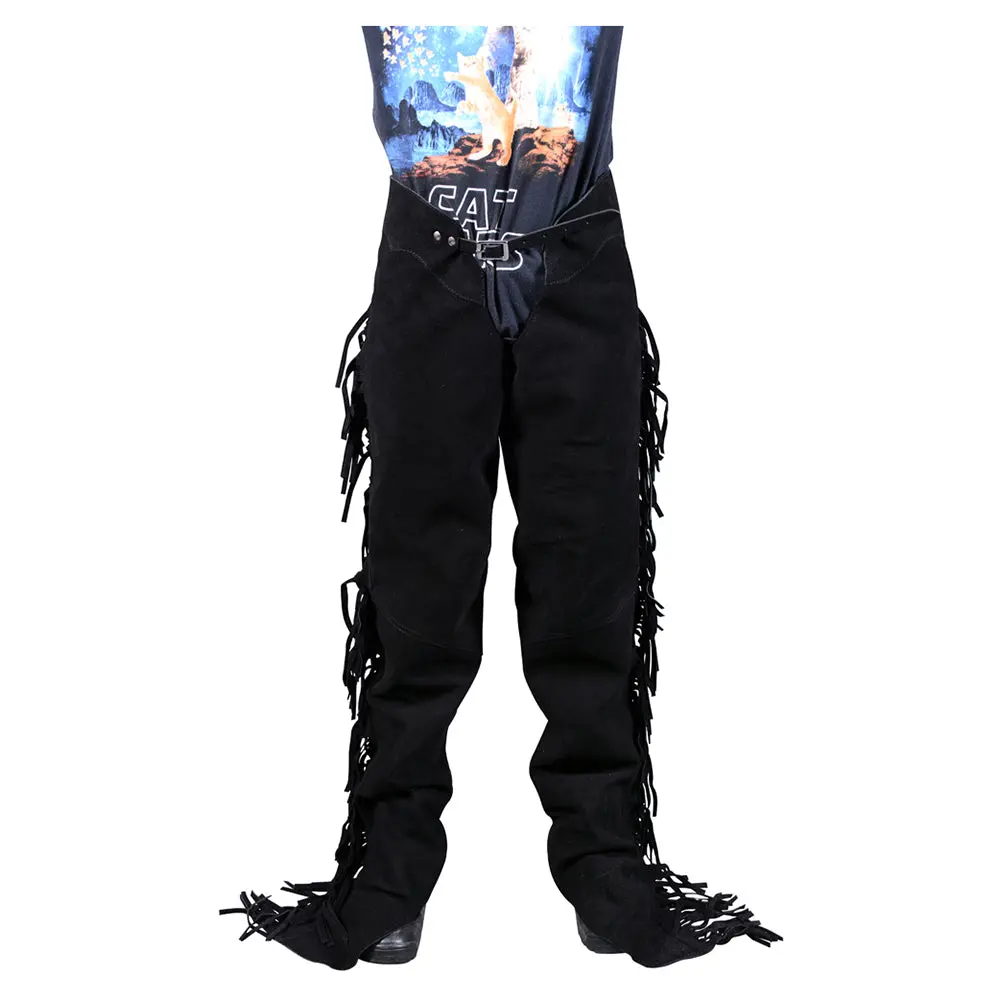 Hilason Black Full Grain Leather Shotgun Work Chaps | Bull Riding Western Cowboy For Men Women 1