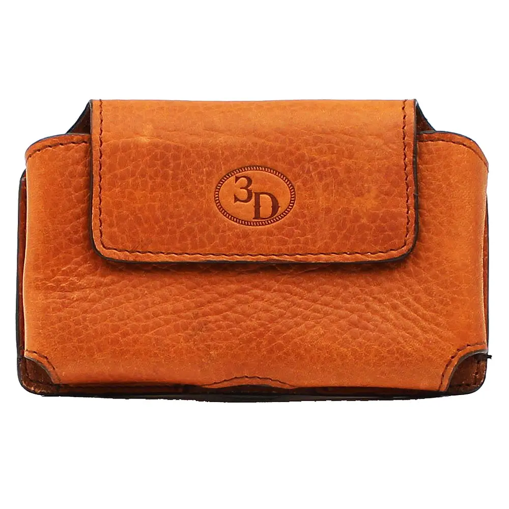 5-1/2 In X 3-1/2 3D Phone Case Leather Logo Medium Brown 1
