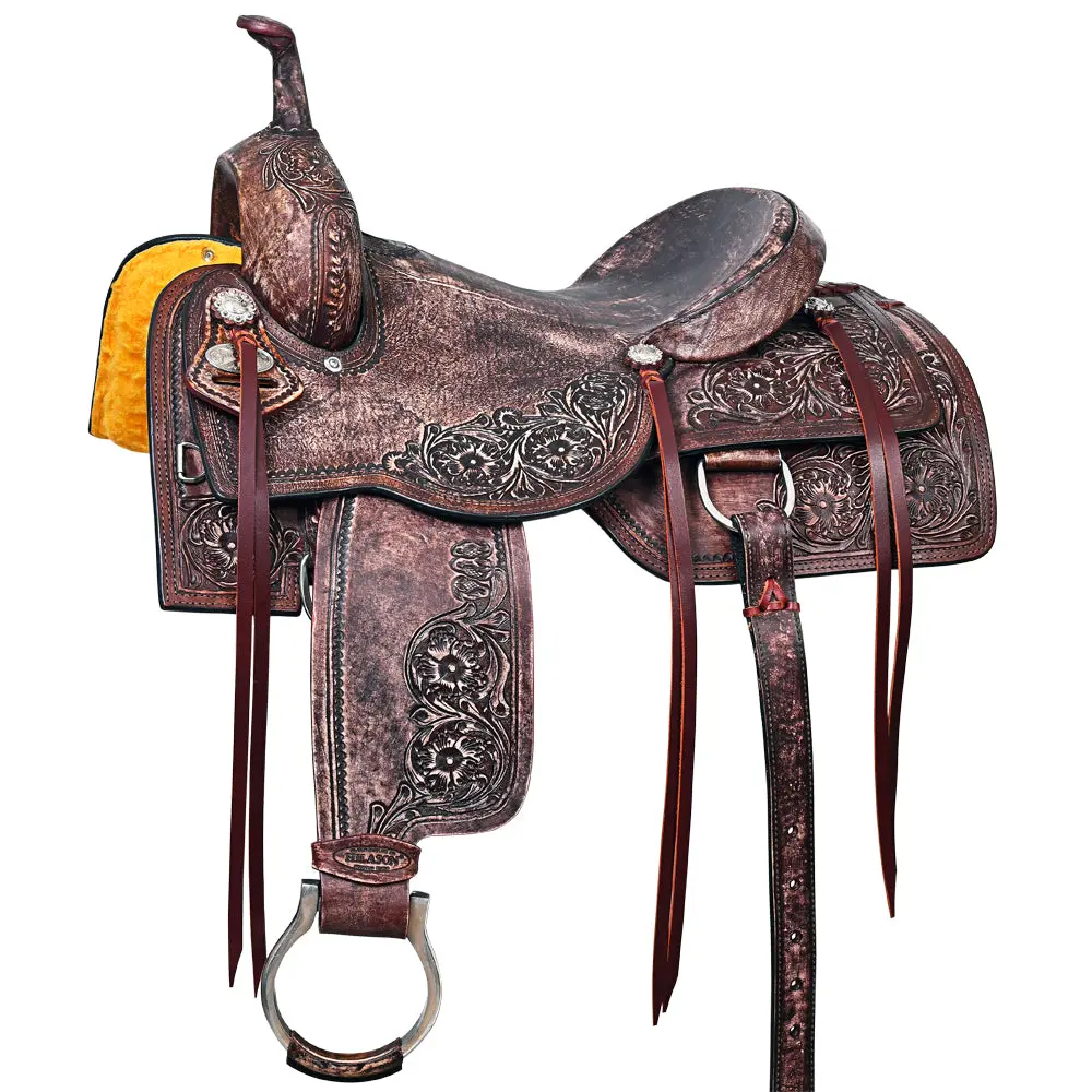 16 In Hilason Horse Cutting Cutter Trail Pleasure American Leather Saddle 1
