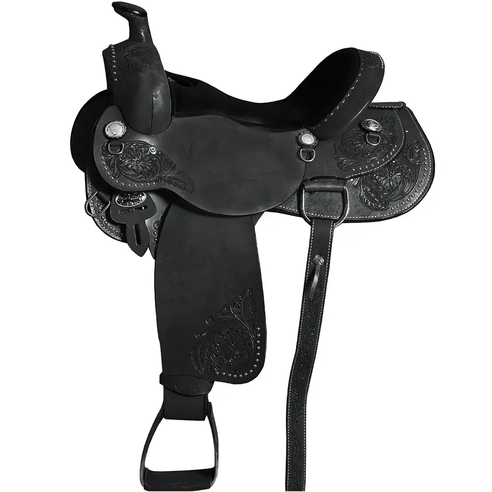 Hilason Western Horse Saddle American Leather Ranch Roping Cowboy Black | Hand Tooled Wade & For Horses 1
