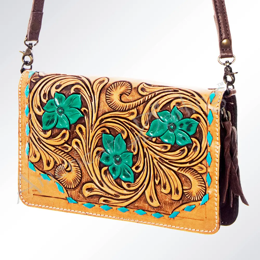 American Darling Organiser Bag Hand Tooled Floral Carved Genuine Leather Western Wallet Buck Stitched With Ykk Zipper 1
