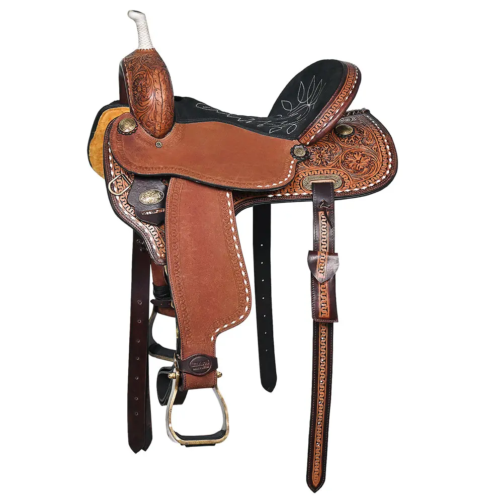 Hilason Western Horse Barrel Racing Saddle Trail American Leather | For Horses 1