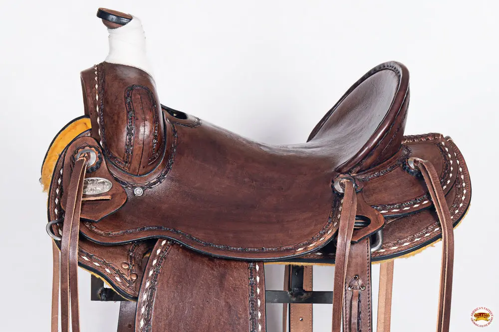 Hilason Western Horse Saddle American Leather Ranch Roping Trail Dark Brown | Hand Tooled Wade & For Horses 2