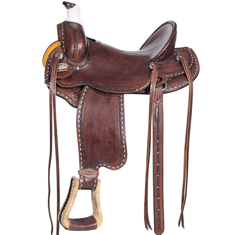 Hilason Western Horse Saddle American Leather Ranch Roping Trail Dark Brown | Hand Tooled Wade & For Horses 1