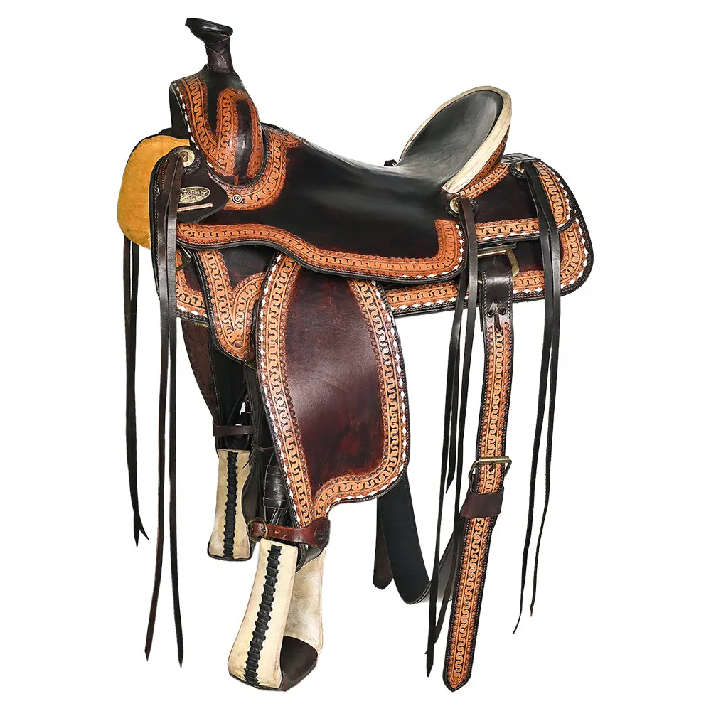 Hilason Western Horse Saddle American Leather Ranch Roping | Hand Tooled Wade & For Horses 1