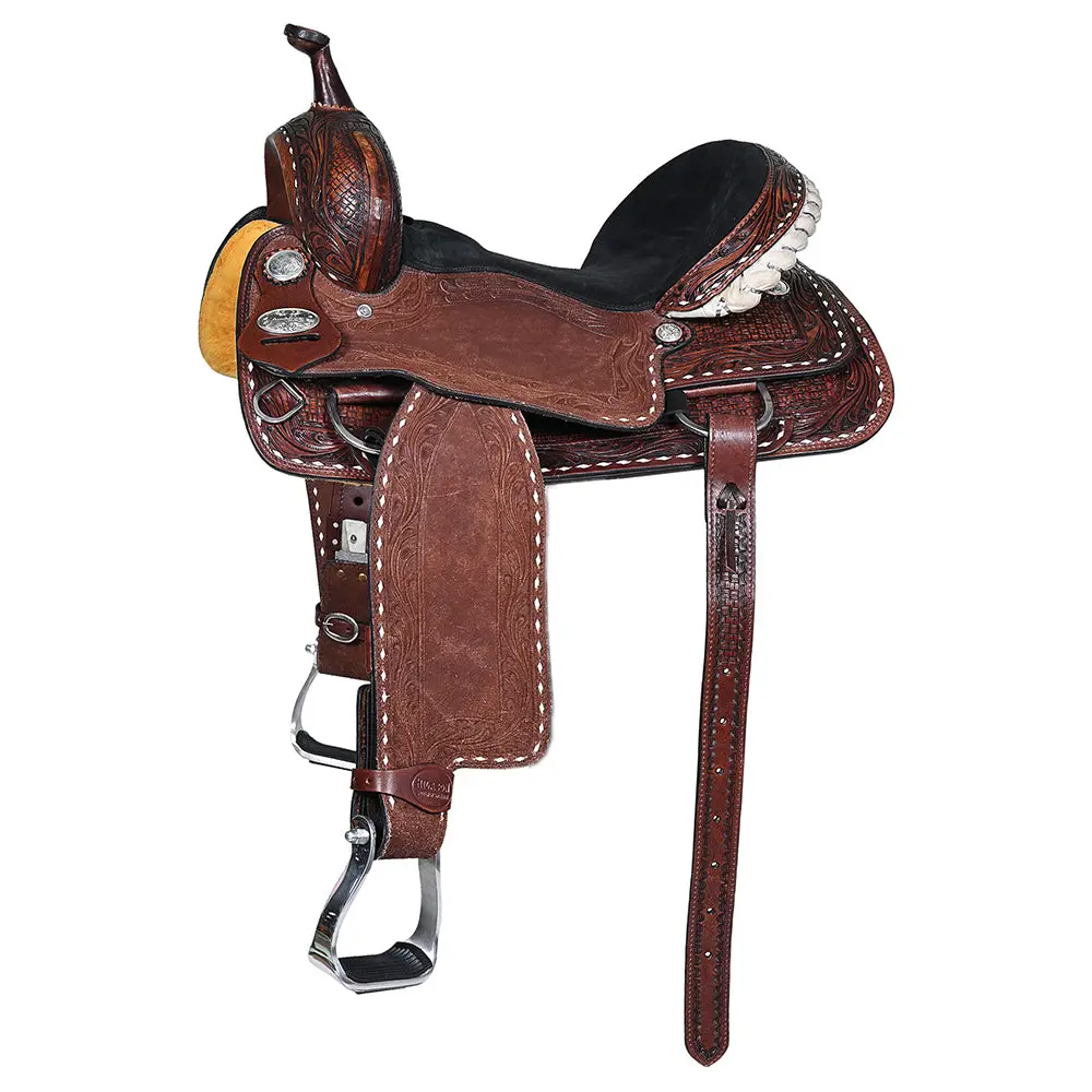 Hilason Western Horse Barrel Racing Saddle Trail American Leather | For Horses 1