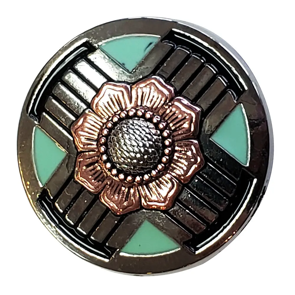 Hilason Western Screw Back 2 Tone Finishing Concho W/ Turquoise Crystal 1