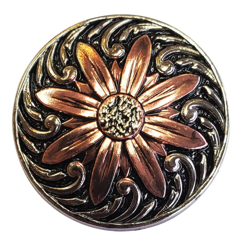 1 1/4 In Hilason Western Horse Floral Screw Back 2 Tone Finishing Tack Headstall Saddle Concho 1