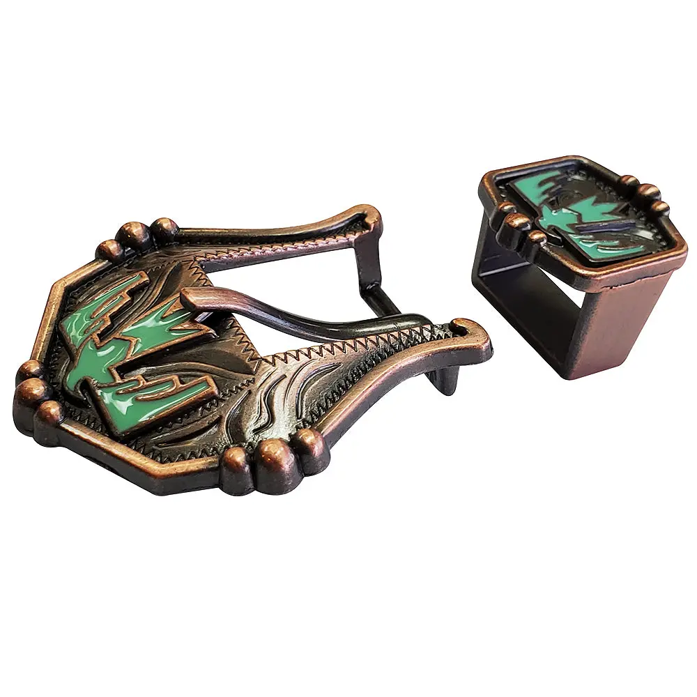3/4" Hilason Western Horse Buckle Concho And Keeper Antique Copper Turquoise Enamel Brown 1
