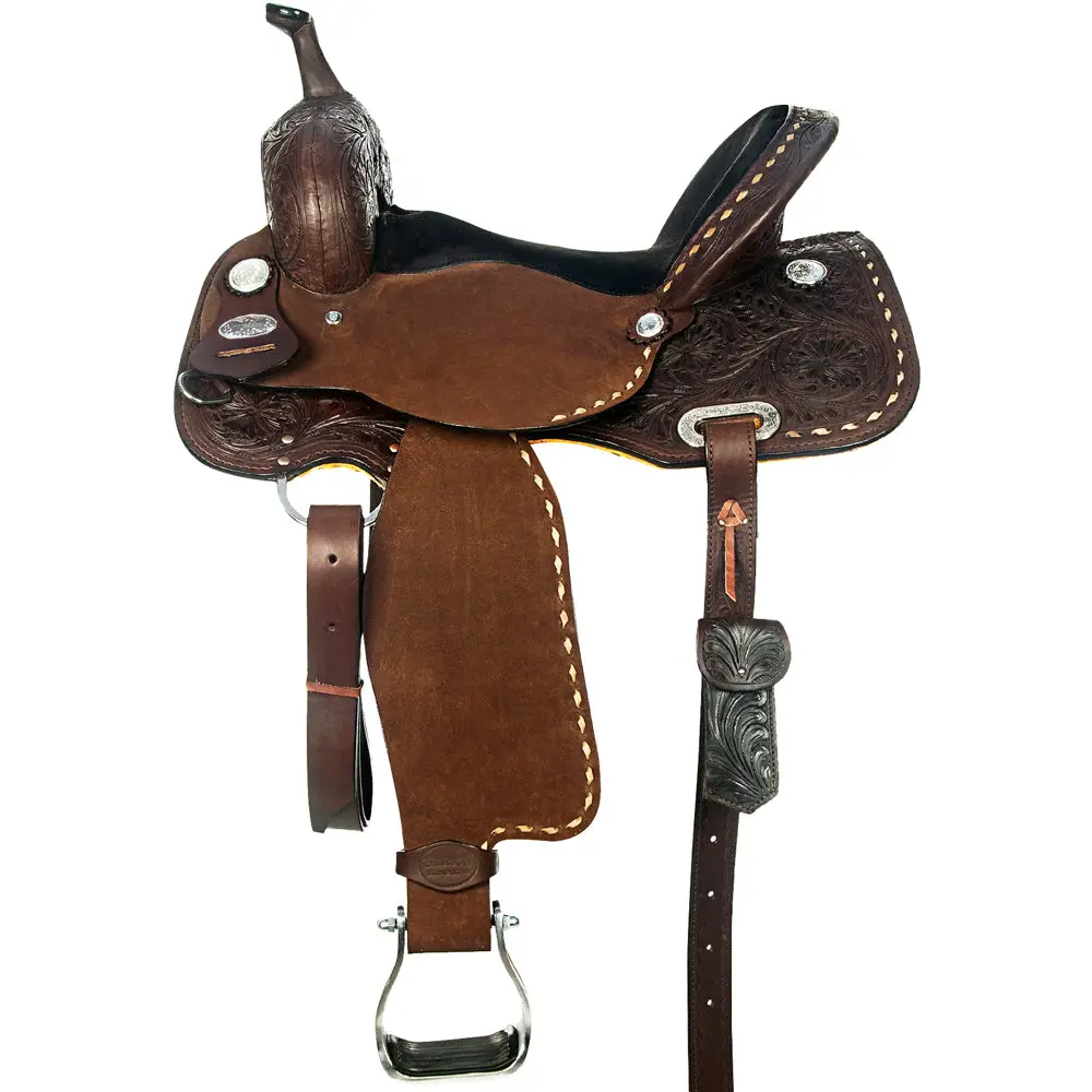 Hilason Western Horse Barrel Saddle Trail Pleasurer Leather | Treeless For Horses 1