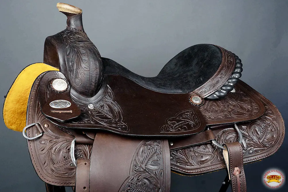 Hilason Western Horse Saddle American Leather Cowboy Trail Ranch Roping | Hand Tooled Wade & For Horses 2