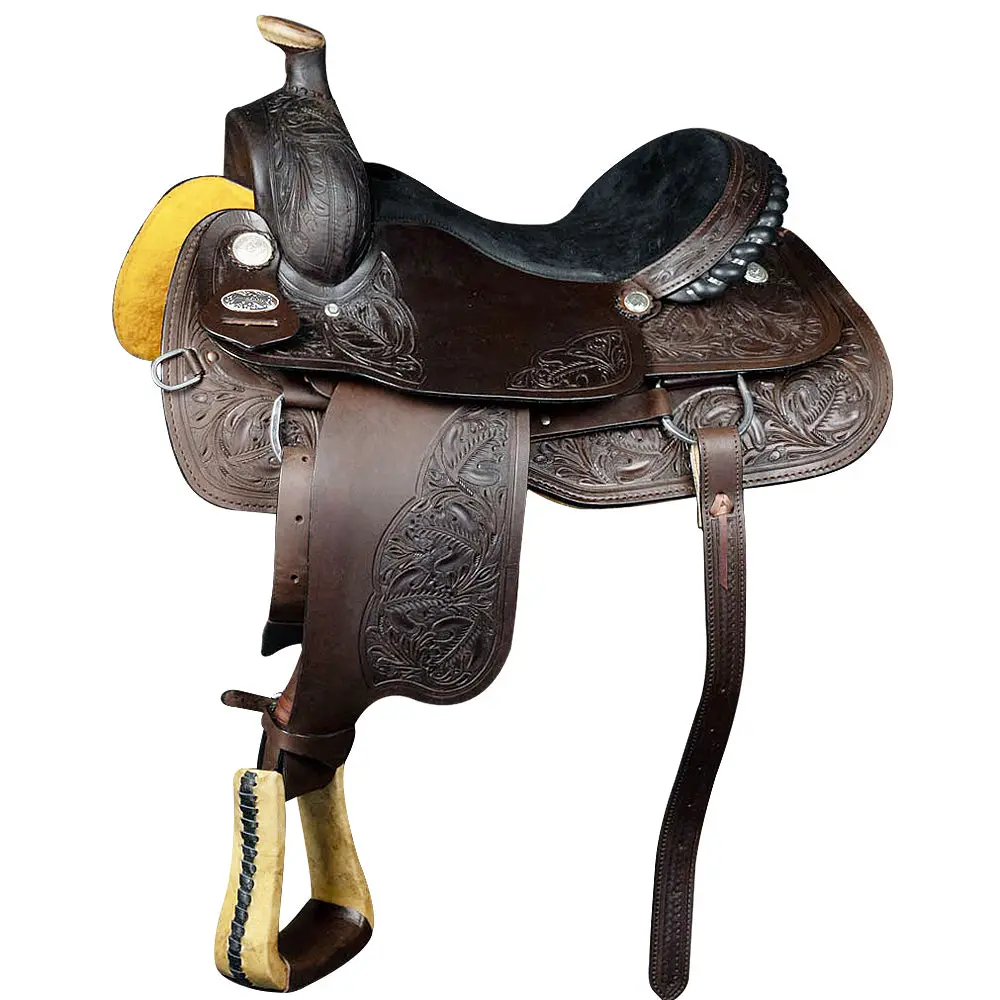 Hilason Western Horse Saddle American Leather Cowboy Trail Ranch Roping | Hand Tooled Wade & For Horses 1