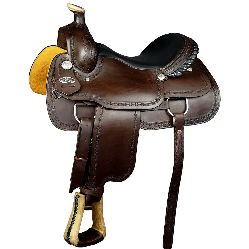 Hilason Western Horse Saddle American Leather Ranch Roping Trail | Hand Tooled Wade & For Horses 1