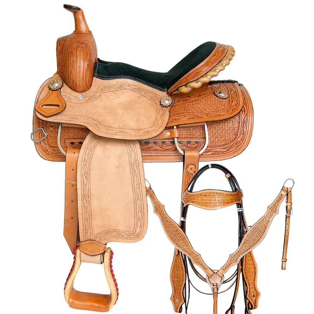 Western Horse Saddle Leather Trail Pleasure Great American Tack Set 1