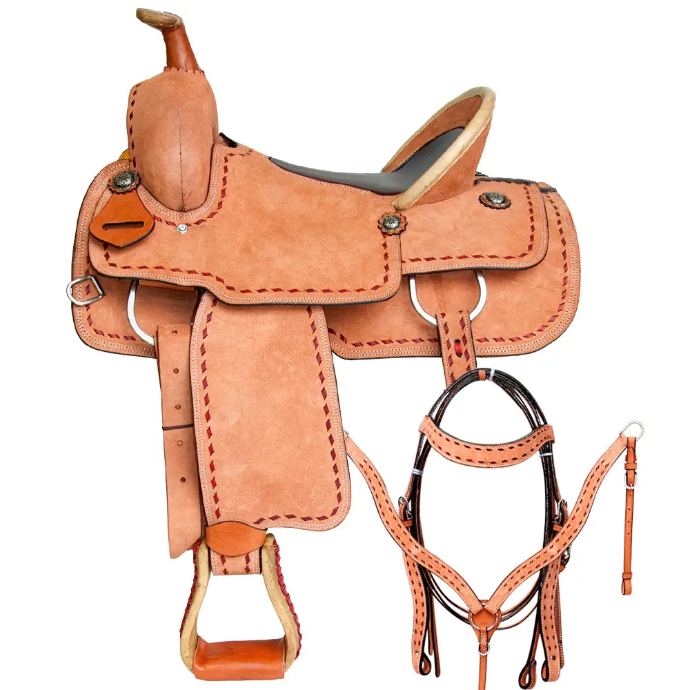 16 In Western Horse Saddle Genuine Leather Trail Roping Ranch Tack Set Comfytack 1