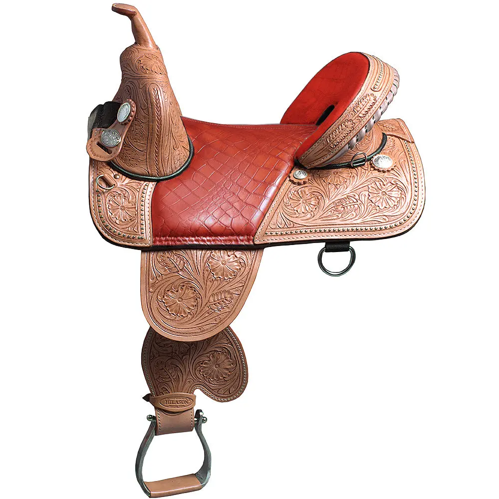 Hilason Western Horse Treeless Trail Barrel Racing American Leather Saddle | For Horses 1
