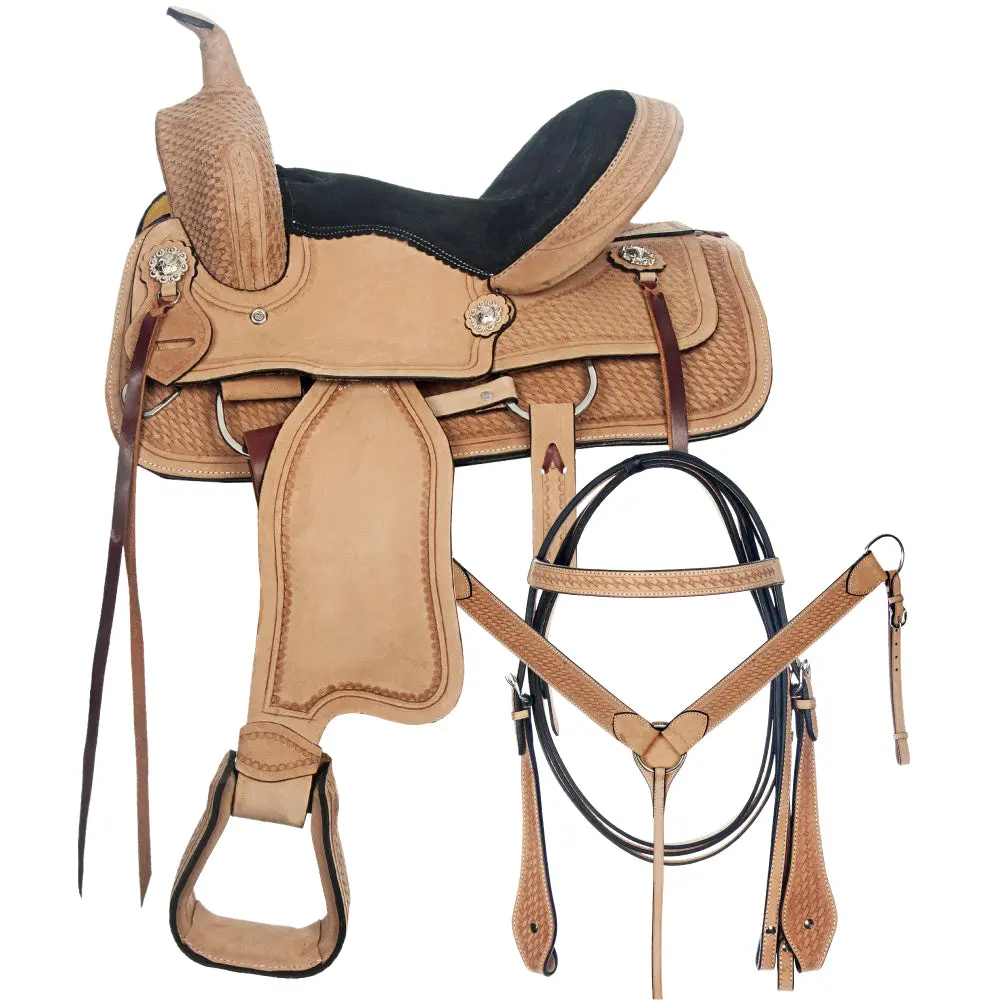 12 In Western Horse Saddle Barrel Racing Trail Child Youth Leather Tack 1