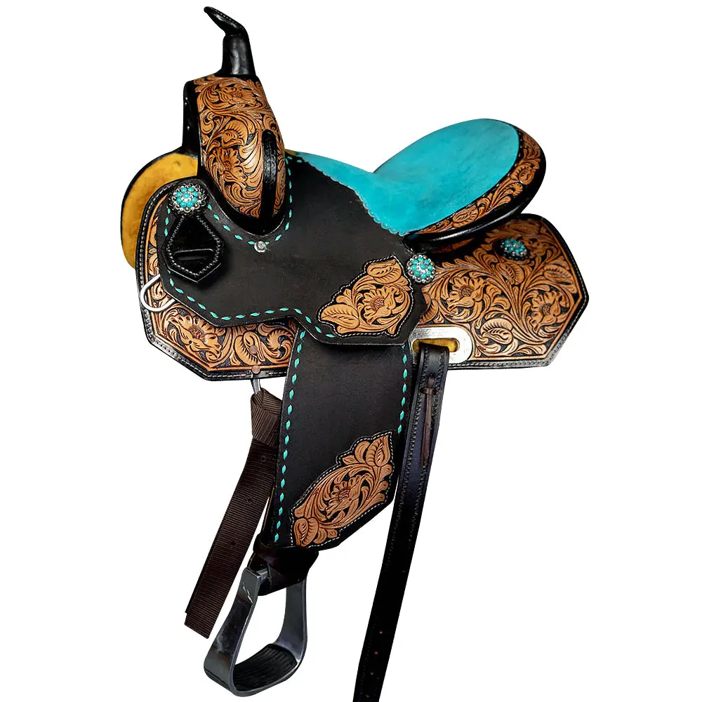13 In Western Leather Youth Child Horse Saddle Trail Barrel Racing 1