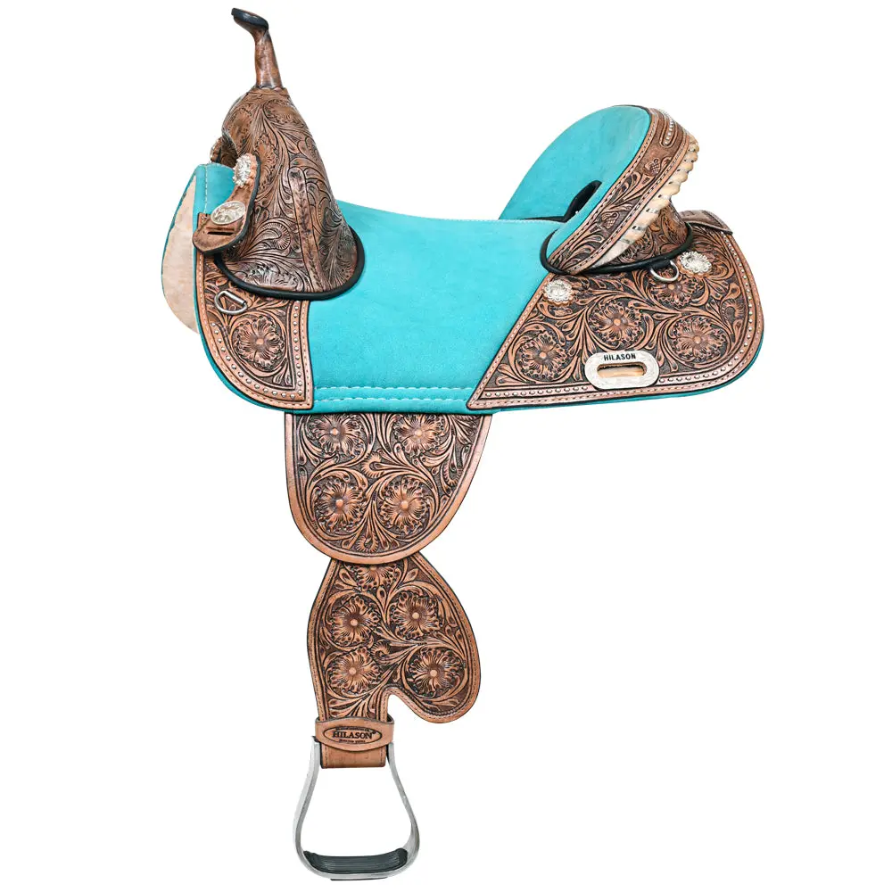 Hilason Western Horse Treeless Trail Barrel American Leather Saddle | For Horses 1