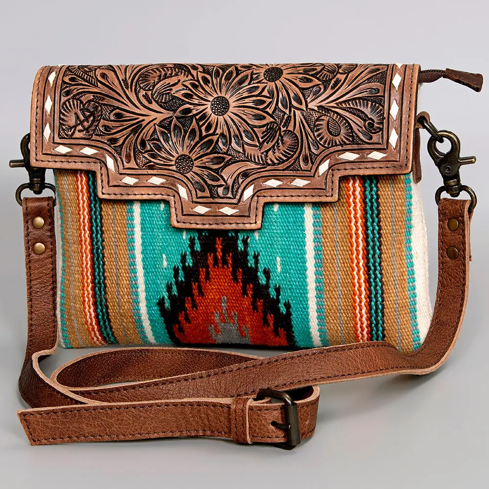 American Darling Cross Body Bag Hand Tooled Floral Carved Saddle Blanket Genuine Leather Western Purse With Ykk Zipper 1