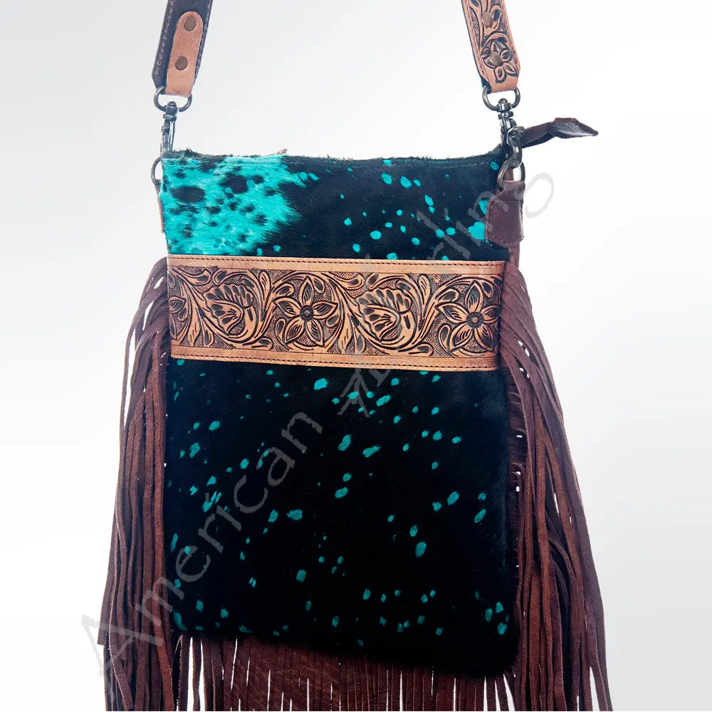 American Darling Large Crossbody Hand Tooled Hair On Genuine Leather Women Bag Western Handbag Purse 1