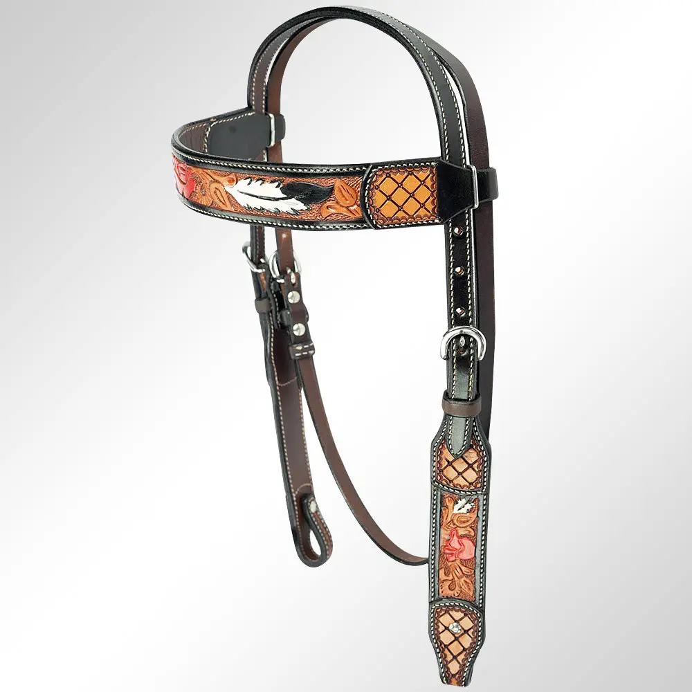 American Darling Western Horse Headstall Leather Dark Brown | Genuine 1