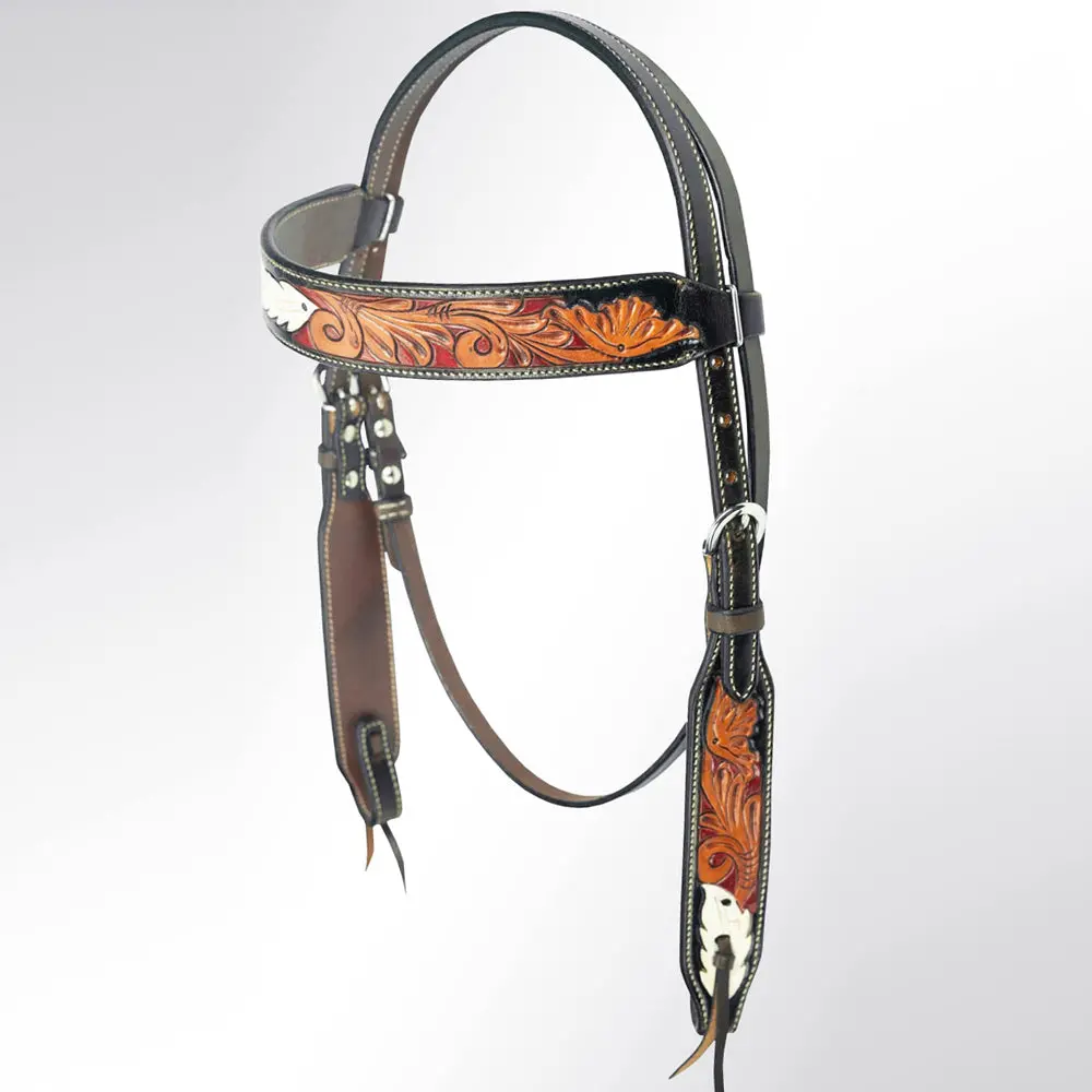 American Darling Western Horse Headstall Leather Dark Brown | Genuine 1
