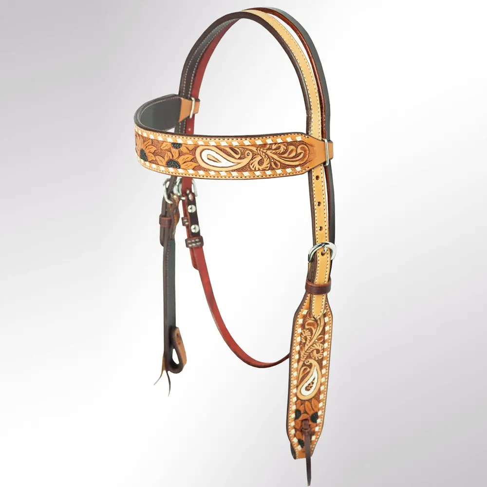 American Darling Western Horse Headstall Leather Dark Brown | Genuine 1